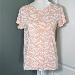 rag & bone Organic Pima Cotton Tee – Peach/White Botanical Print Crewneck Size L